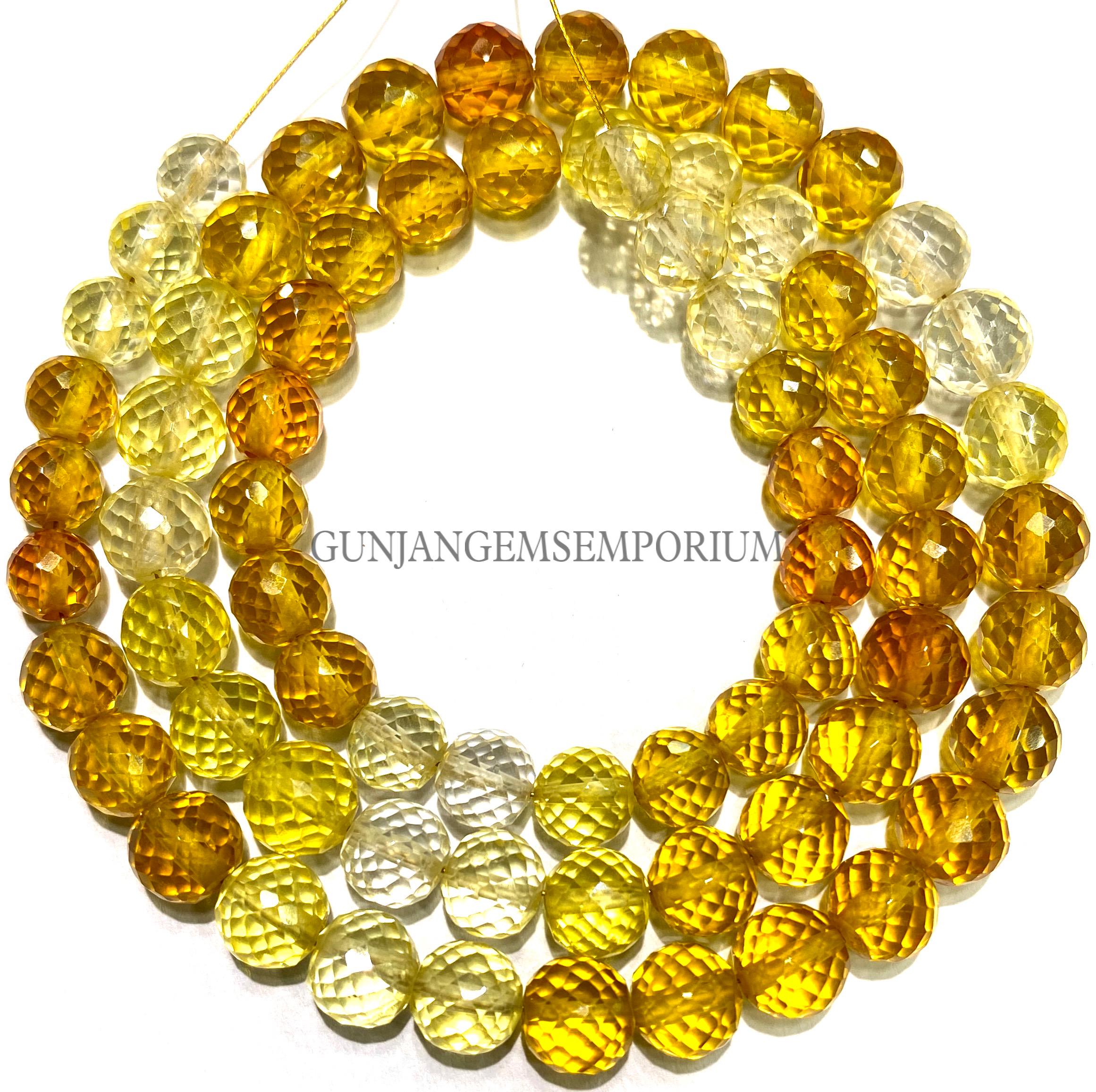 Yellow Sapphire Round Beads Aaaa+ Quality~~yellow Sapphire Smooth Balls 6-10mm Smooth Sapphire Balls 12” Strand Rare Sapphire Jewelry Beads