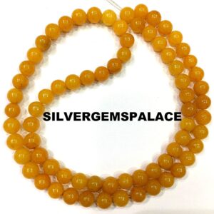 Natural Yellow Sapphire Smooth Round Ball Beads Rare Sapphire Round Beads String Wonder Sapphire Gemstone Beads Smooth Sapphire Strand 18”