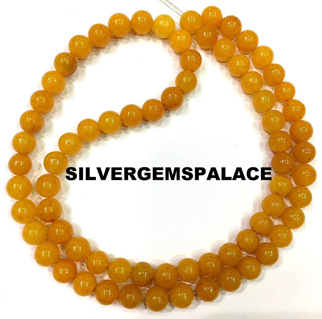 Natural Yellow Sapphire Smooth Round Ball Beads Rare Sapphire Round Beads String Wonder Sapphire Gemstone Beads Smooth Sapphire Strand 18”