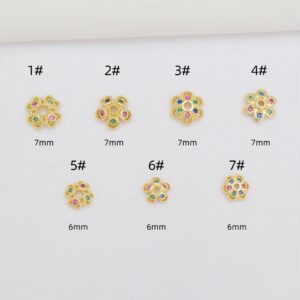 10 Pcs 18k Gold-plated Micro-inlaid Colored Zircon Flower Holder, Hollow Flower Hat, Diy Handmade Bracelet Bead Holder, Bead Hat Accessories 10 Pcs 18k Gold-plated Micro-inlaid Colored Zircon Flower Holder, Hollow Flower Hat, Diy Handmade Bracelet Bead Holder, Bead Hat Accessories