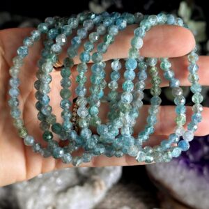 5mm faceted blue zircon Bracelet: Crystal Gemstone Boho 5mm faceted blue zircon Bracelet: Crystal Gemstone Boho