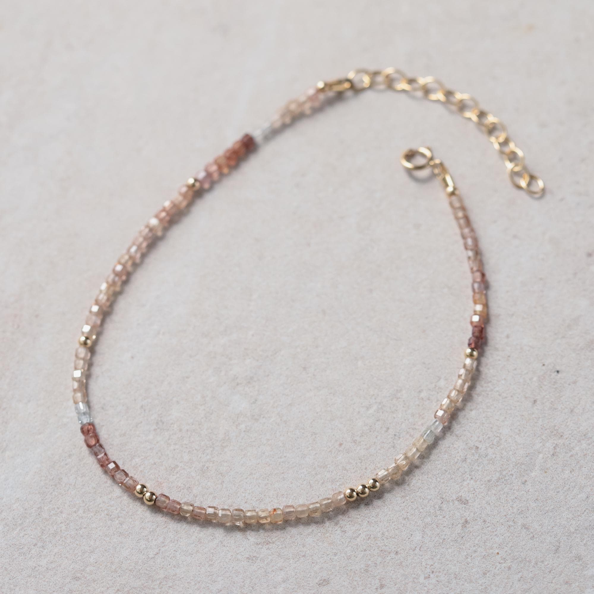 Zircon Anklet | Beaded Zircon Ankle Bracelet | [eazp1497] Women's Gemstone Anklet | Delicate Zircon Anklet | Gold Anklet