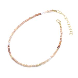 Zircon anklet | Beaded zircon ankle bracelet | [dip] women's gemstone anklet | delicate zircon anklet | gold anklet