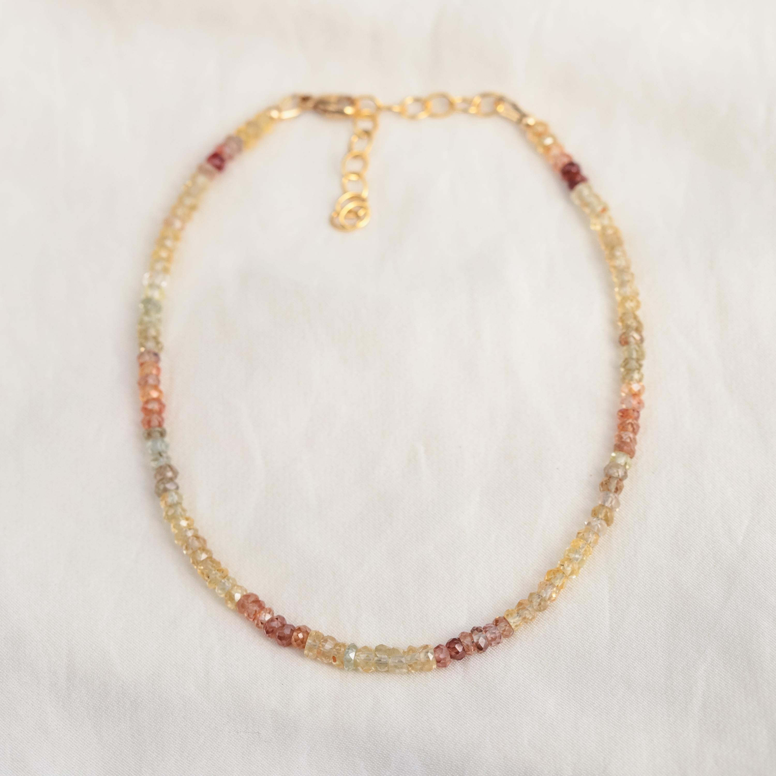 Zircon Anklet | Beaded Zircon Ankle Bracelet | Women's Gemstone Anklet | Delicate Zircon Anklet | Gold Filled Anklet #0103