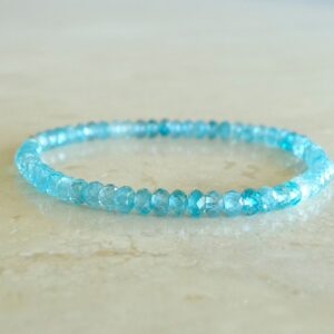 Blue Zircon Gemstone Bracelet: Elastic Stretch, in Silver or Gold Filled Blue Zircon Gemstone Bracelet: Elastic Stretch, in Silver or Gold Filled