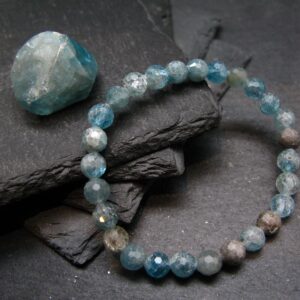 Blue Zircon Genuine Bracelet ~ 6.5 Inches ~ 7mm Facetted Beads Blue Zircon Genuine Bracelet ~ 6.5 Inches ~ 7mm Facetted Beads