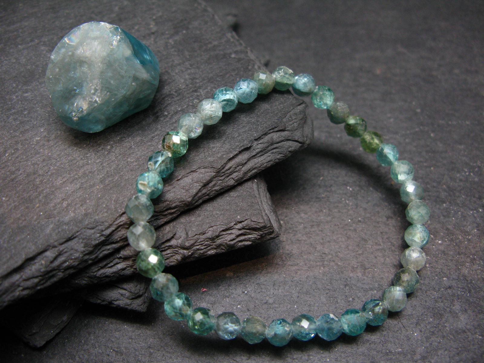 Blue Zircon Genuine Bracelet ~ 7 Inches ~ 5mm Facetted Beads Blue Zircon Genuine Bracelet ~ 7 Inches ~ 5mm Facetted Beads