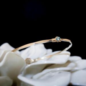 Blue Zircon Signature Bangle - December Birthstone Bracelet available in 14k Gold Filled and Sterling Silver
