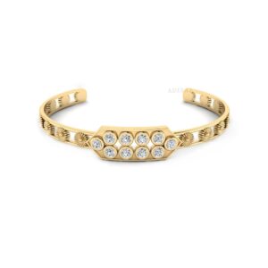 Crystal Zircon Diamond Bangle Bracelet, Hexagon Modern Floral Motif Bangle, 18k Gold Filled High Quality Gemstone Bangle For Women Crystal Zircon Diamond Bangle Bracelet, Hexagon Modern Floral Motif Bangle, 18k Gold Filled High Quality Gemstone Bangle For Women