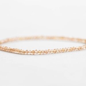 Dainty Brown Zircon Stretch Bracelet, Beaded Natural Ultra Delicate Gemstone Stacking Jewelry