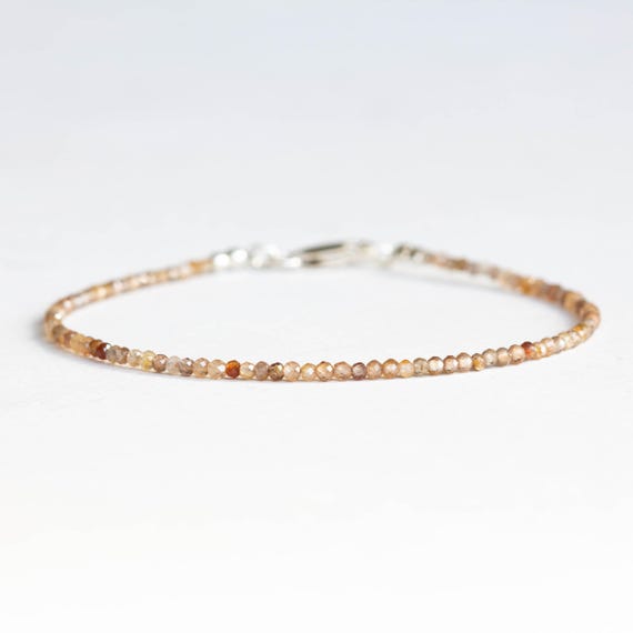 Dainty Natural Zircon Bracelet, Ultra Delicate Minimal Gemstone Jewelry