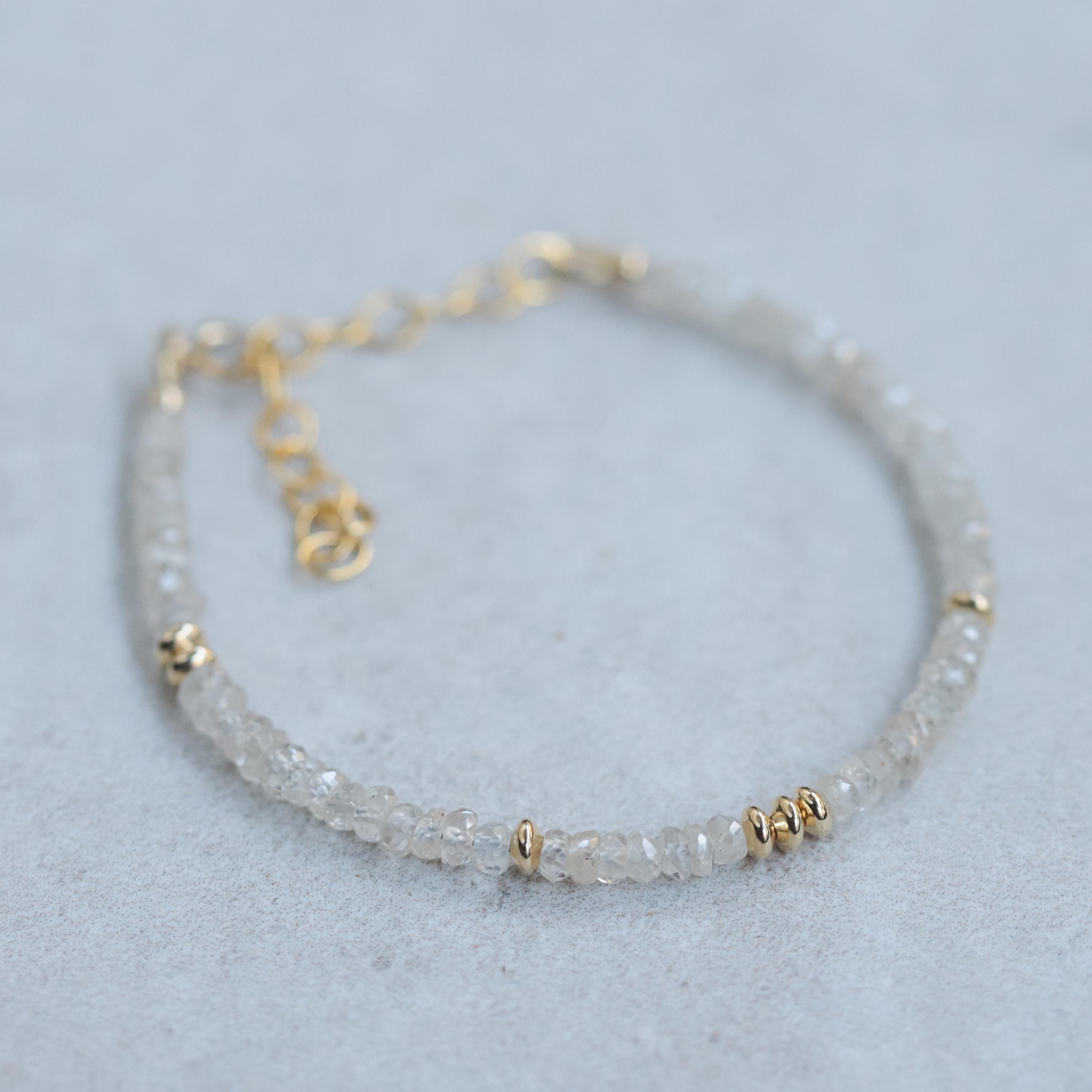 Zircon Bracelet | Dainty Tiny Zircon Beaded Bracelet | Zircon Gold Bracelet | Genuine Zircon | Zircon 3mm