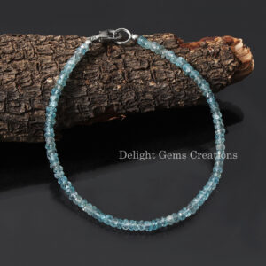 Genuine Natural Blue Zircon Beaded Bracelet, 3.5-4mm Faceted Rondell Beads Bracelet, Handmade Bracelet, Zircon Beaded Jewelry, Gift For Her Genuine Natural Blue Zircon Beaded Bracelet, 3.5-4mm Faceted Rondell Beads Bracelet, Handmade Bracelet, Zircon Beaded Jewelry, Gift For Her