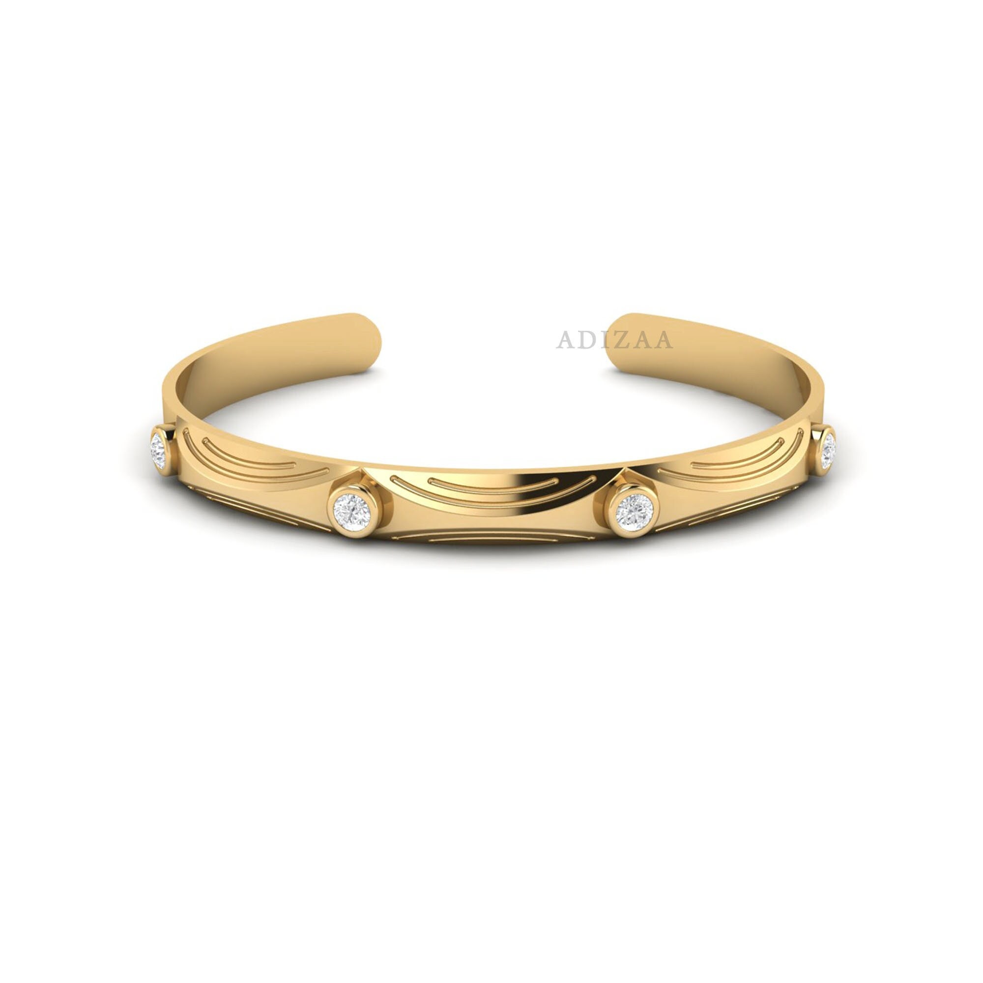 Gold Filled Diamond Bracelet, Beautiful Four Bezel Diamond Modern Wavy Bangle Bracelet For Mom, Handmade Natural Crystal Zircon Bangles Gold Filled Diamond Bracelet, Beautiful Four Bezel Diamond Modern Wavy Bangle Bracelet For Mom, Handmade Natural Crystal Zircon Bangles