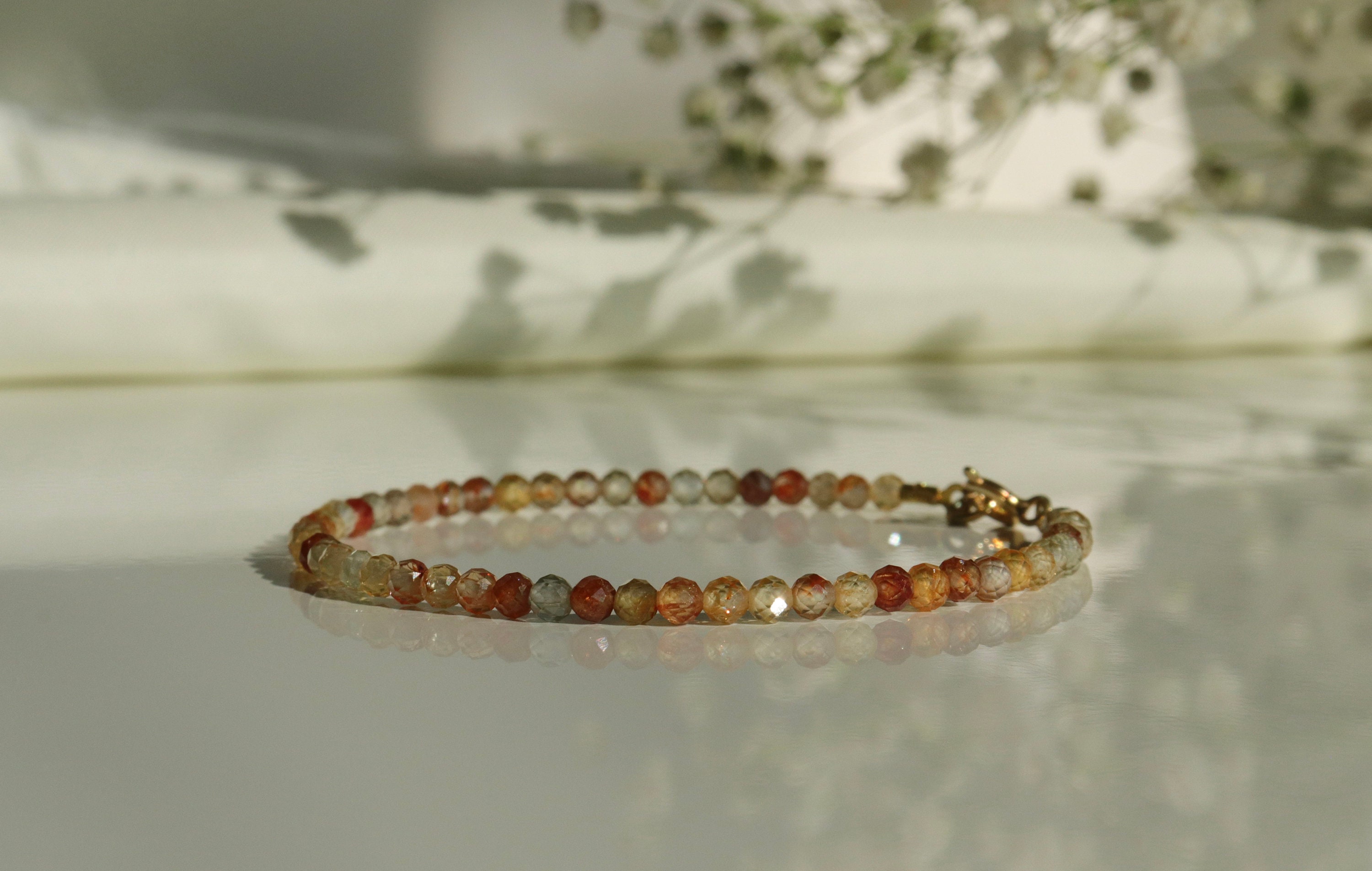 Natural Zircon Bracelet • 3mm Genuine Yellow Gemstone • 24k Gold Vermeil • December Birthstone