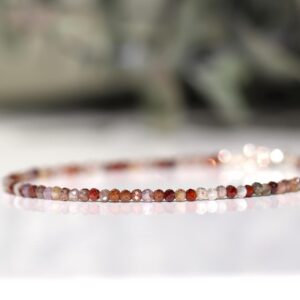 Natural Brown Zircon Bracelet – December Birthstone, Healing, Grounding & Wisdom, 2mm Tiny Beads with 925 Sterling Silver Clasp Natural Brown Zircon Bracelet – December Birthstone, Healing, Grounding & Wisdom, 2mm Tiny Beads with 925 Sterling Silver Clasp