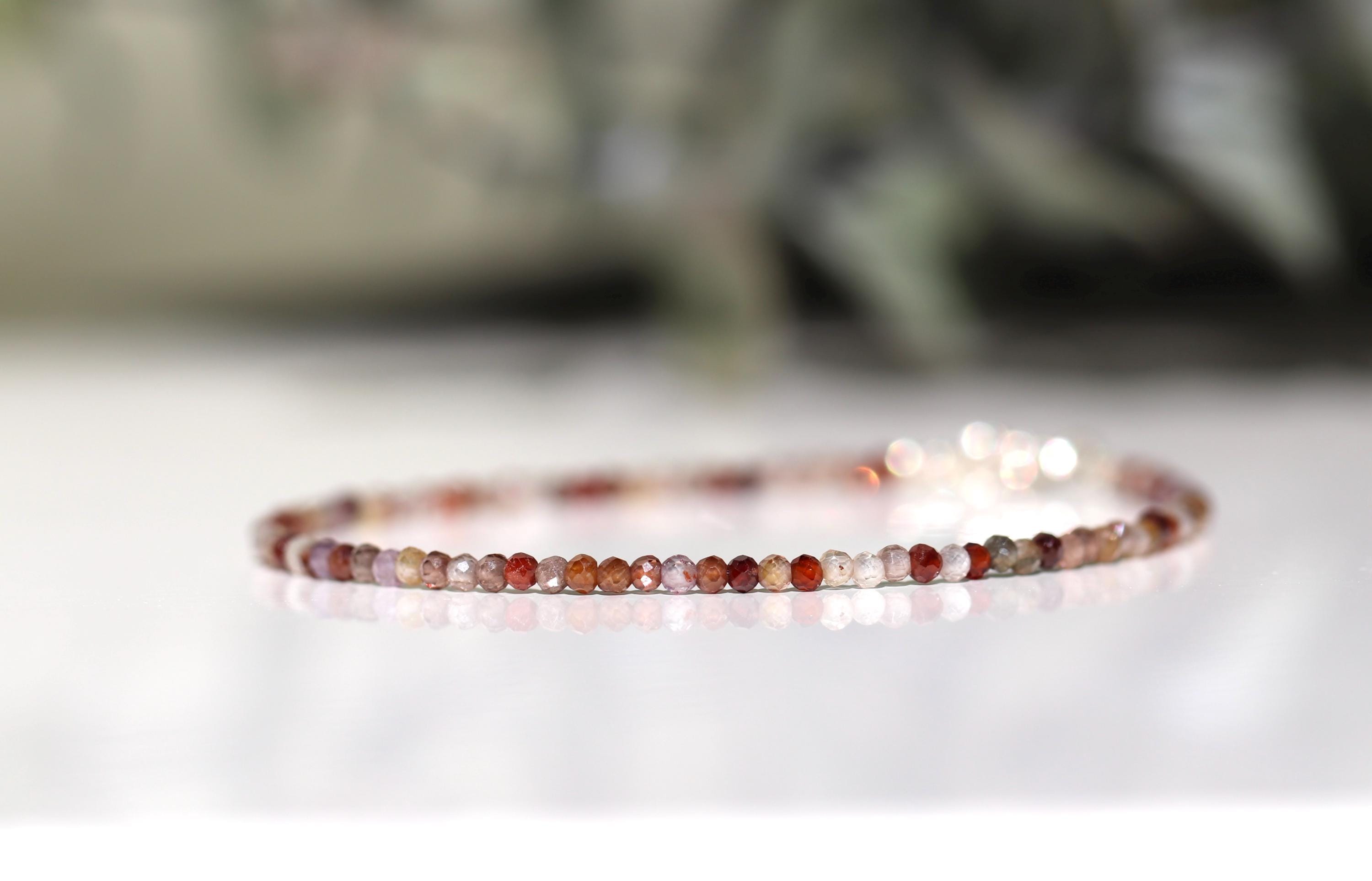 Natural Brown Zircon Bracelet – December Birthstone, Healing, Grounding & Wisdom, 2mm Tiny Beads With 925 Sterling Silver Clasp