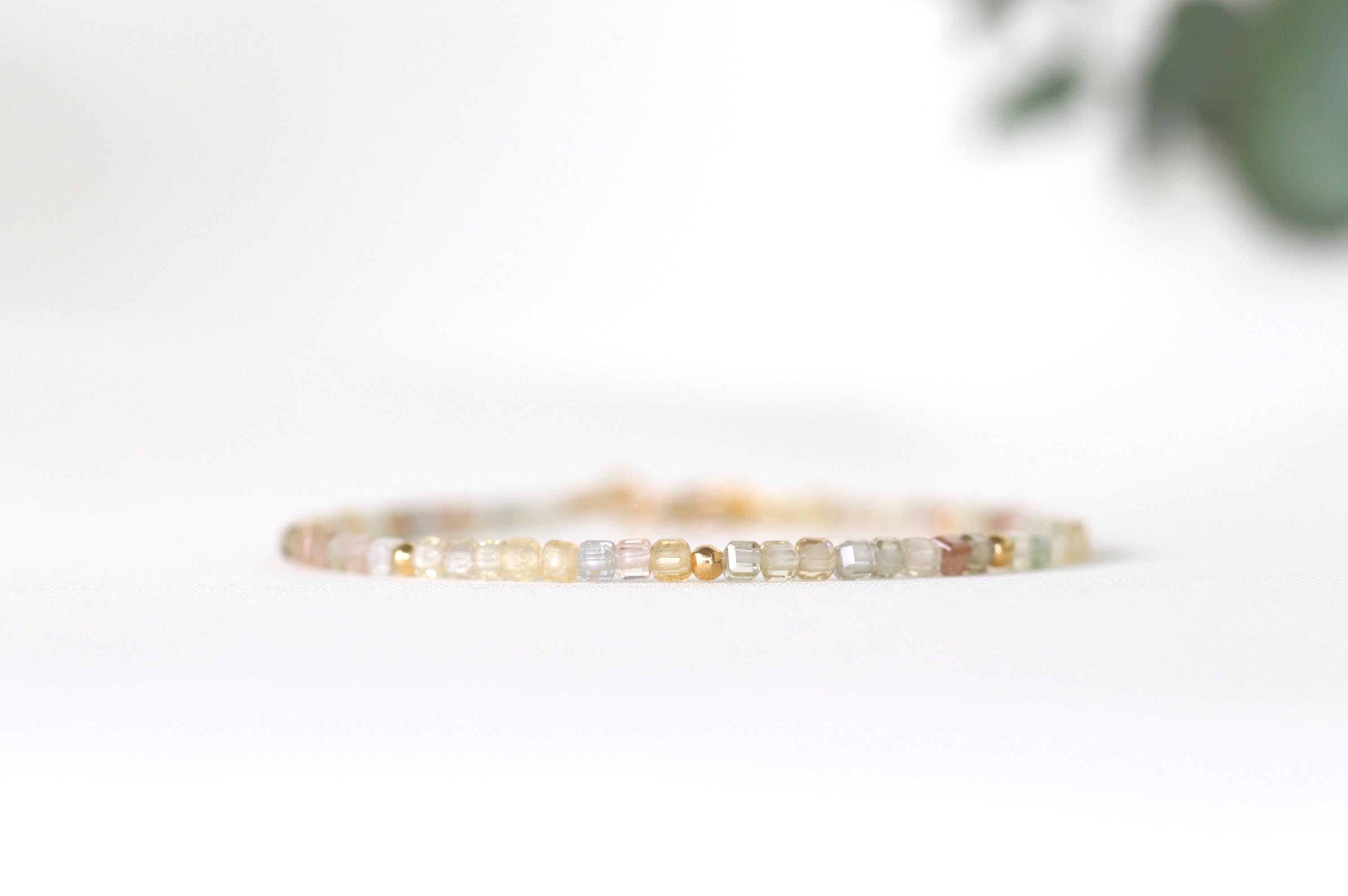 Natural Zircon Bracelet – Dainty 2mm Beaded December Birthstone Jewelry, Elegant Gold-filled Bracelet, Perfect Gift For Her