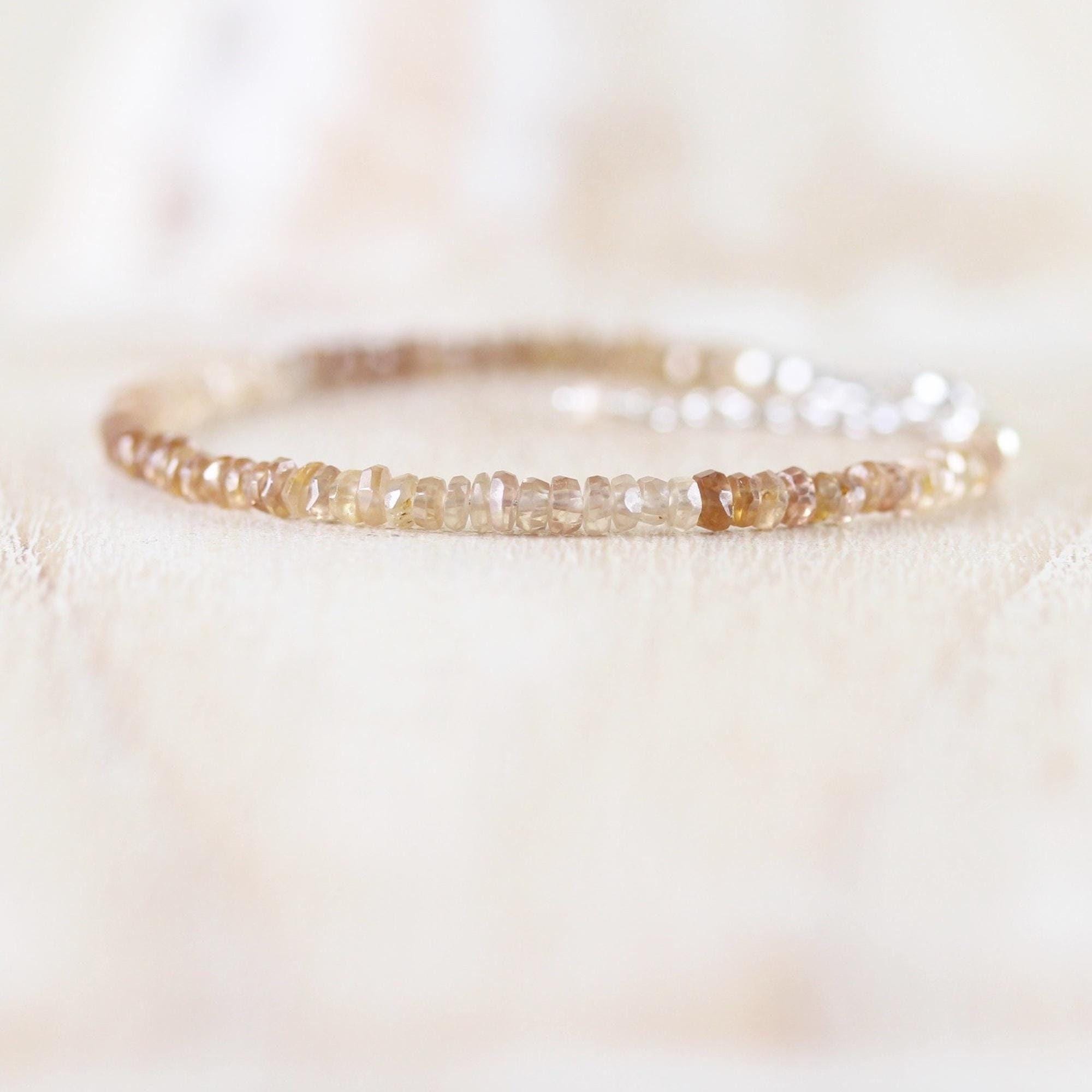 Natural Zircon Dainty Bracelet In Sterling Silver, 14kt Gold Or Rose Gold Filled, Delicate Ombre Gemstone 3mm Faceted Beads