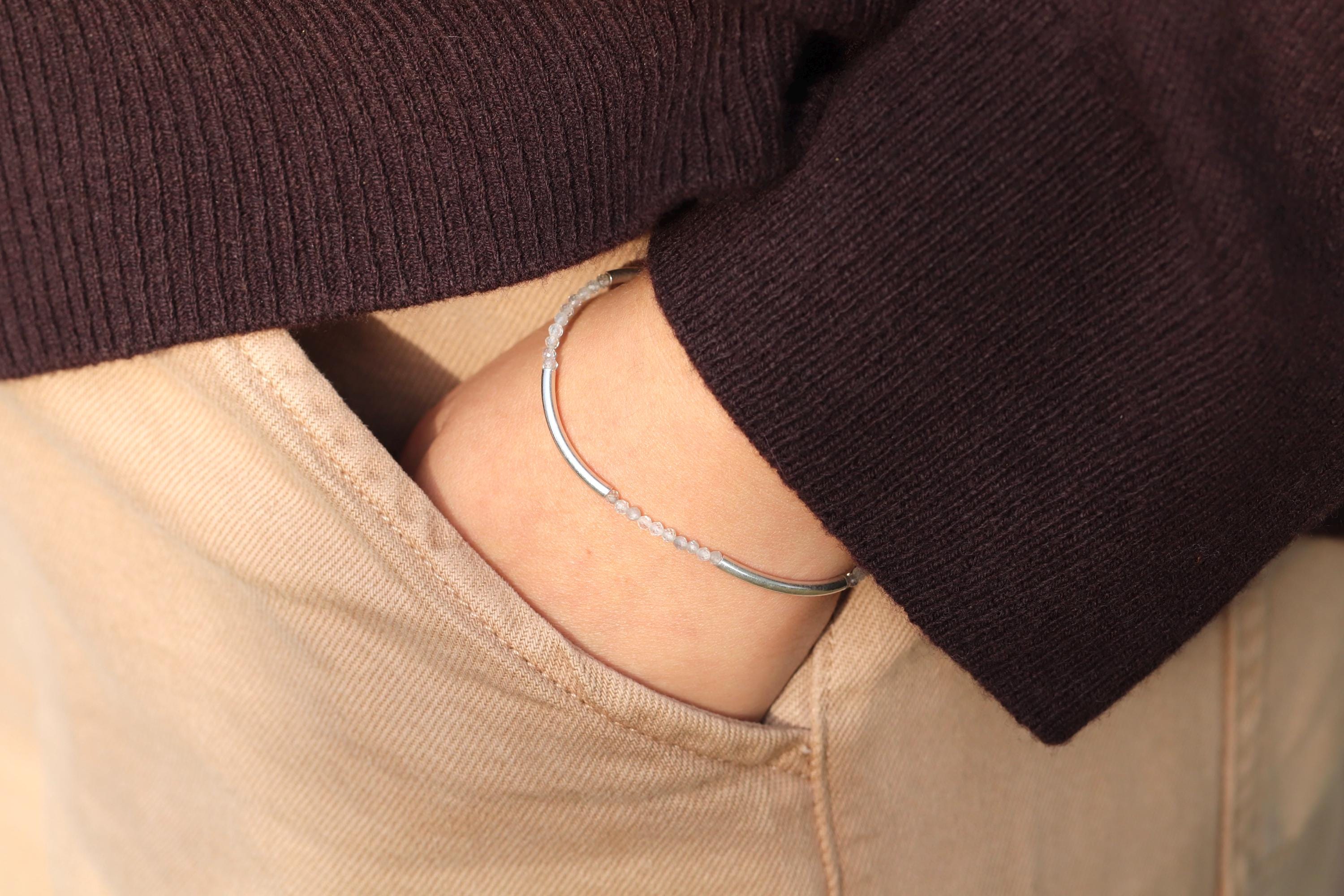 Natural Zircon Bracelet • December Birthstone • Clarity • Protection • Balance • 2mm Minimalist Gemstone Jewelry • 925 Sterling Silver