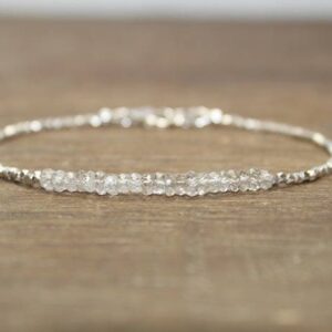 Natural Zircon Bracelet, Hill Tribe Beads, Champagne Zircon, Stacking, December Birthstone, Gemstone Jewelry