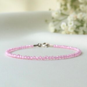 Pink Zircon bracelet - December birthstone, dyed, Genuine Zircon jewelry 2mm, thin minimalist bracelet, gifts for her, pink crystal bracelet Pink Zircon bracelet - December birthstone, dyed, Genuine Zircon jewelry 2mm, thin minimalist bracelet, gifts for her, pink crystal bracelet