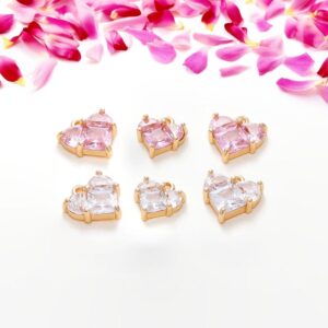 Tiny Heart Pendant Charms With Cz Zircon, White Or Pink, 18k Gold Color Color Plated Brass For Diy Necklace, Bracelet, Jewelry Making Tiny Heart Pendant Charms With Cz Zircon, White Or Pink, 18k Gold Color Color Plated Brass For Diy Necklace, Bracelet, Jewelry Making