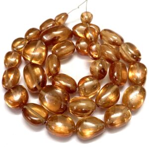 Peach - Rose Gold Zircon Gemstone Beads, Natural Zircon 8mm To 12mm Smooth Nuggets, 16 In. Graduated Strand, Eye Clear Quality, Wholesalers