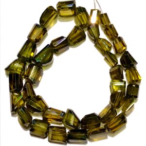 So Gorgeous~~sparkling~~ Olive Green Zircon Laser Cut Nuggets Beads Oilish Green Zircon Gemstone Beads Green Faceted Nuggets Wholesale Jewel