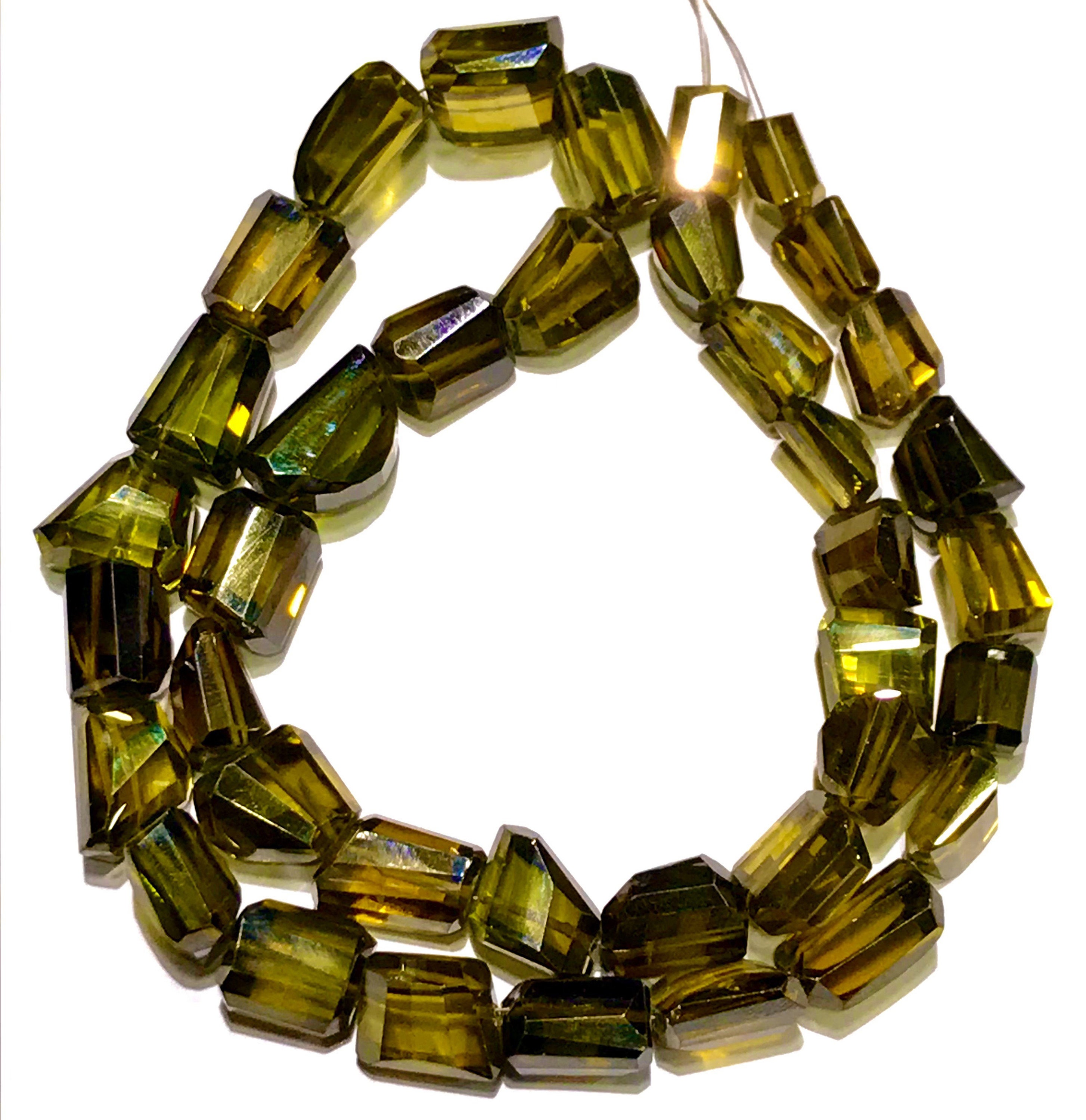 So Gorgeous~~sparkling~~ Olive Green Zircon Laser Cut Nuggets Beads Oilish Green Zircon Gemstone Beads Green Faceted Nuggets Wholesale Jewel
