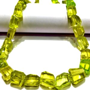 So Gorgeous~~Sparkling~~Green Zircon Laser Cut Nuggets Beads Parrot Green Zircon Gemstone Beads Green Faceted Nuggets Shape Beads Jewellery