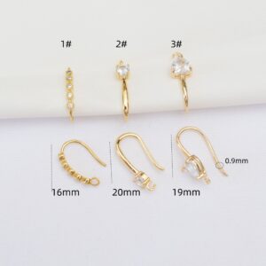 10 Pcs 14k Gold-plated Heart Ear Hooks Micro-inlaid Vertical Zircon Earring Hooks Large Diamond Earrings Diy Semi-finished Earrings Material