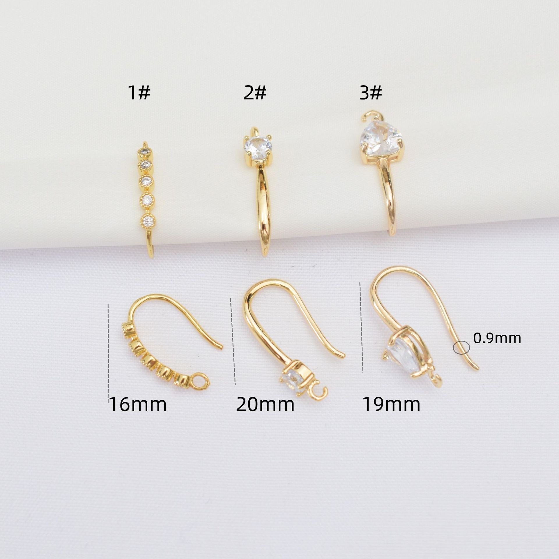 10 Pcs 14k Gold-plated Heart Ear Hooks Micro-inlaid Vertical Zircon Earring Hooks Large Diamond Earrings Diy Semi-finished Earrings Material