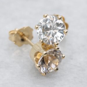 14K Yellow Gold White Zircon Stud Earrings (3.53 Carats)
