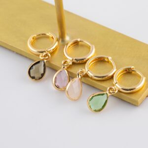18k Gold Zircon Stone Earrings, Waterproof, Mothers Day Gift, Handmade Jewelry Earrings, Perfect Gift For Her, Birthday Gift Idea