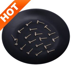 4-200 Pcs Zircon Earring Post 14k Gold Plated Minimalist Blank Stud Setting With Loop (925 Silver Pin)