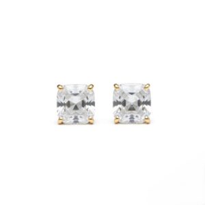 Asscher Cut Zircon Stud Earrings: 925 Sterling Silver - Wedding Gift - Solitaire - Unisex Christmas Earrings