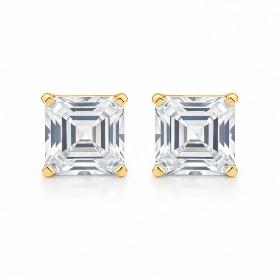 Asscher Cut Zircon Studs: 925 Sterling Silver, Wedding Gift, Unisex Gift