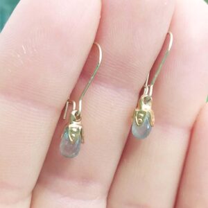 Blue Zircon Earrings Natural Zircon Briolettes 19th Century Gem Antique Gemstone Zircon Dangles Gem of Ancient Ceylon 14kt Gold Fill #56929