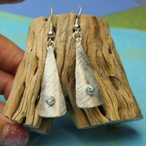 Blue Zircon Earrings, Natural Gemstone, Sterling Silver Dangle Earrings, French Hooks