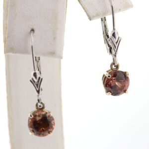 Zircon Earrings, Custom White Gold Imperial Zircon Dangle Earrings, Handmade Zircon Leverback Earrings