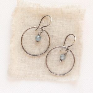 Zircon Dangle Hoop Earrings, Lightweight Silver Hoops, Everyday Hoop Earrings