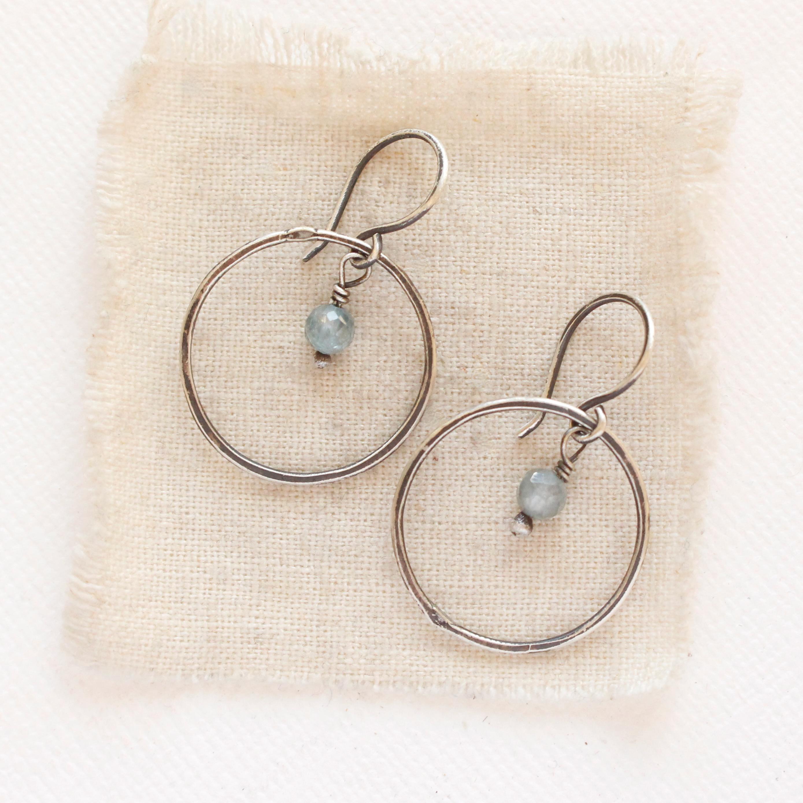 Zircon Dangle Hoop Earrings, Lightweight Silver Hoops, Everyday Hoop Earrings
