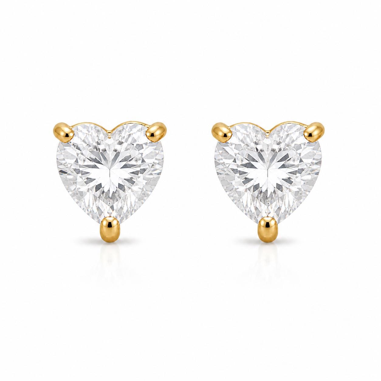 Heart Zircon Earrings: 925 Sterling Silver - Everyday Birthday Gift