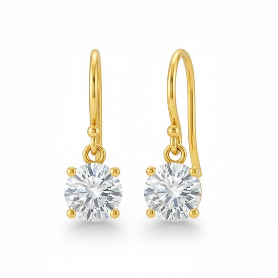 Zircon Earrings In 925 Sterling Silver, Minimal Dangle Earrings, Elegant Everyday Jewelry Gift
