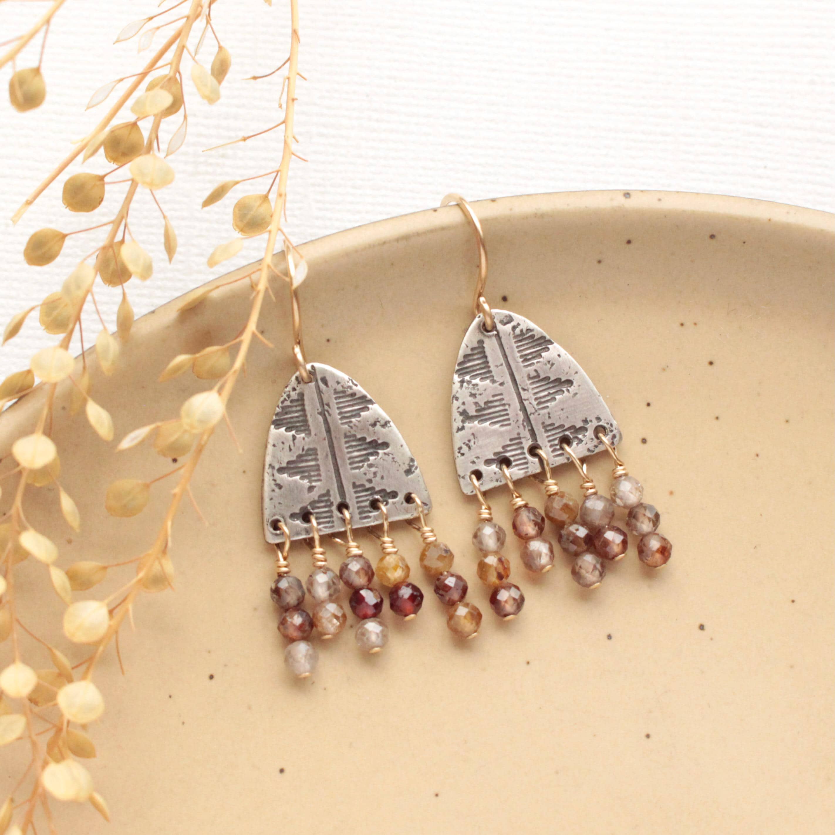Pakal Arch Mixed Metal Brown Zircon Earrings, Fringe Earrings, Statement Earrings, Big Jewelry, Unique Earrings Pakal Arch Mixed Metal Brown Zircon Earrings, Fringe Earrings, Statement Earrings, Big Jewelry, Unique Earrings
