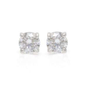 Round Zircon Studs - 925 Sterling Silver - Solitaire Studs -  Minimalist Jewelry - Wedding Gift