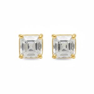 Sterling Silver Asscher Cut Zircon Studs - Minimalist - Wedding Gift - Unisex Earrings