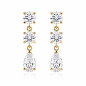 Three-stone Zircon Drop Studs - 925 Sterling Silver - Anniversary Gift - Earring For Women Three-stone Zircon Drop Studs - 925 Sterling Silver - Anniversary Gift - Earring For Women