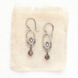Wanderer Hoop Brown Zircon Earrings, Boho Sterling Silver Earrings, Fall Style, Gemstone Earrings, Dainty Earrings